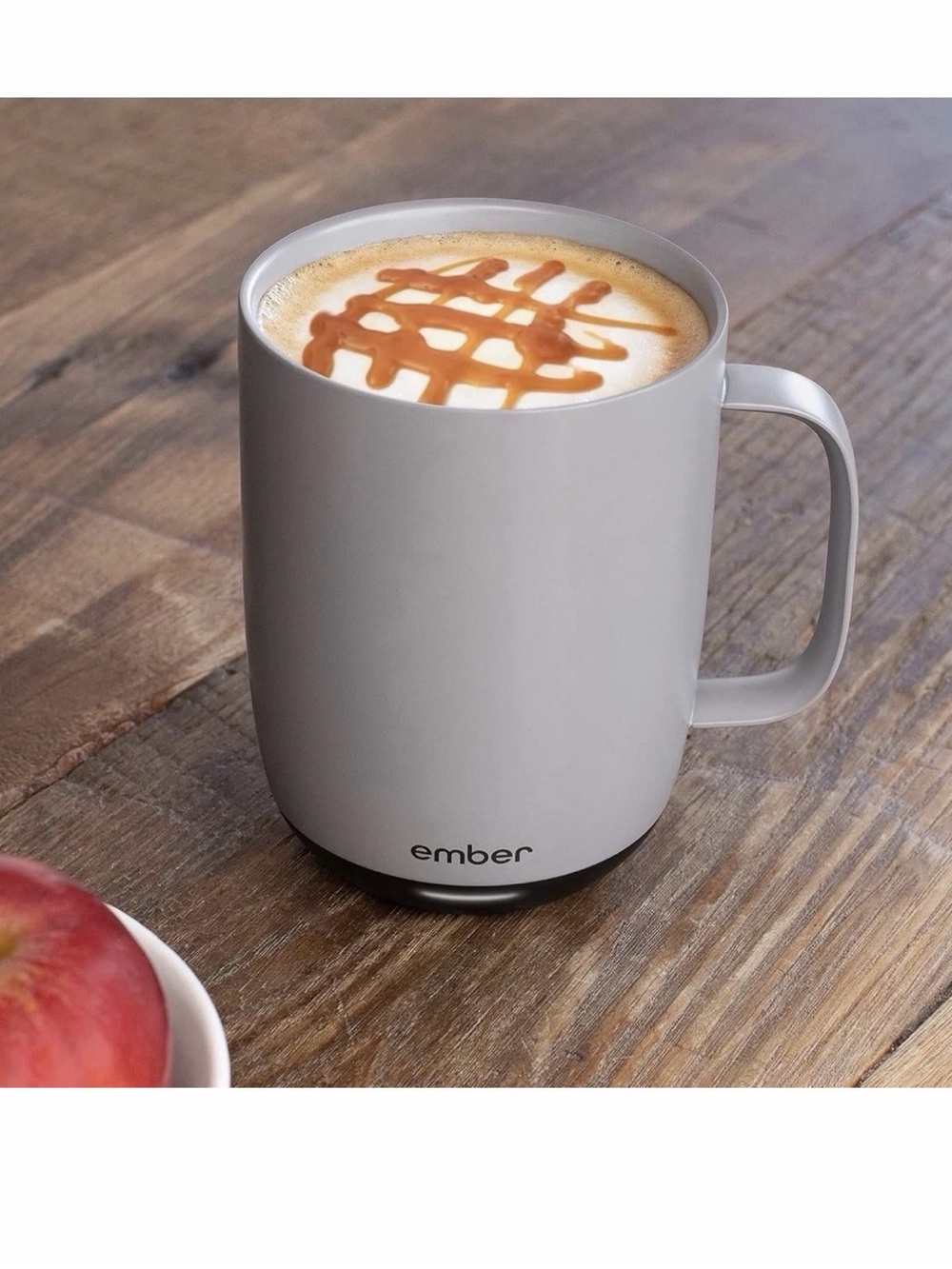 Ember Temperature Control Mug 14oz in Light Gray with Heating Coaster